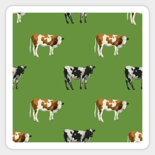 Brush Painted Cow Pattern On Green Sticker